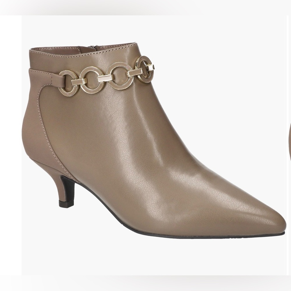 Easy Street Tan Ankle Boots with Gold Accent